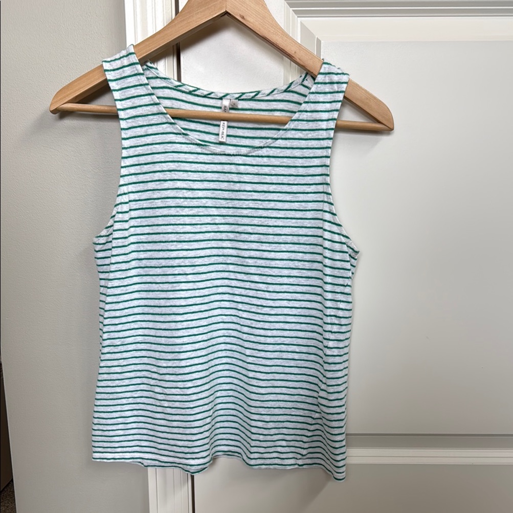 Banana Republic Brand Striped Sleeveless Top  Green And White